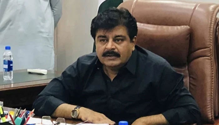 Sindh Minister for Education Syed Sardar Ali Shah at his office in this image on August 13, 2024. — Facebook@sardarshah.offical