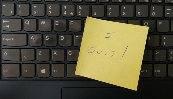 The representational image shows I quit written on a piece of paper. — Unsplash/File