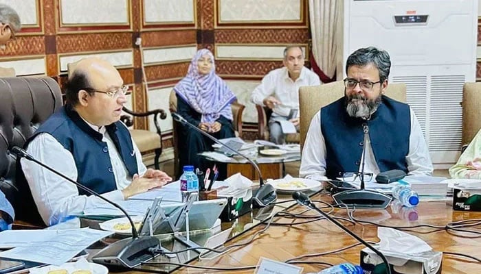 Punjab Finance Minister Mujtaba Shujaur Rehman chairs a meeting on May 8, 2024. — Facebook@Mujtaba Shuja Ur Rahman