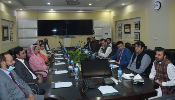 NAB officials in a meeting during their visit to the Punjab Land Records Authority (PLRA) head office on November 14, 2024. — Facebook@pmuborp