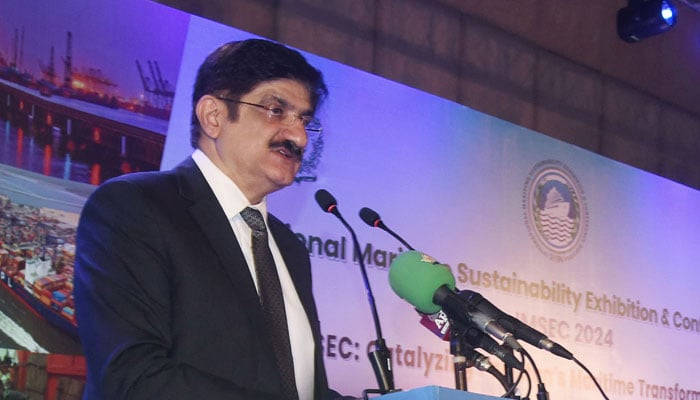 Sindh Chief Minister Syed Murad Ali Shah addresses at an event on September 13, 2024. — Facebook@SindhCMHouse