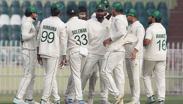 Pakistani Shaheens celebrating after taking a wicket against Sri Lanka A. — PCB website/File