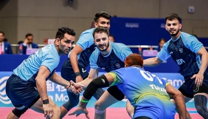 Indian kabaddi players can be seen competing in a match in this undated image. — Olympics website/File