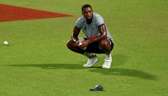 South Africas Lungi Ngidi during practice on November 14, 2023. — Reuters