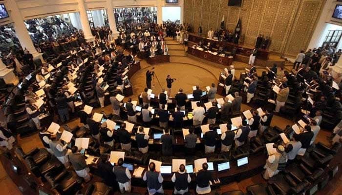 An inside view of a Khyber Pakhtunkhwa Assembly session in Peshawar on February 28, 2024. — PPI