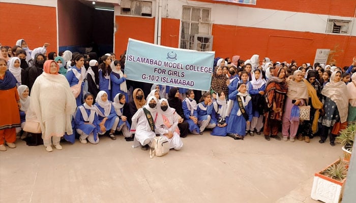 A group photo from an event held at Islamabad Model College for Girls G-10/2 Islamabad.— Facebook@IMCGG10Two/file