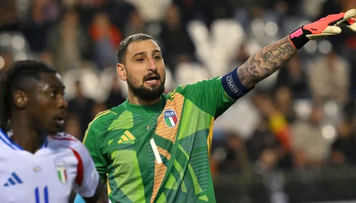 Italy football team captain Gianluigi Donnarumma directing the players. — AFP/File