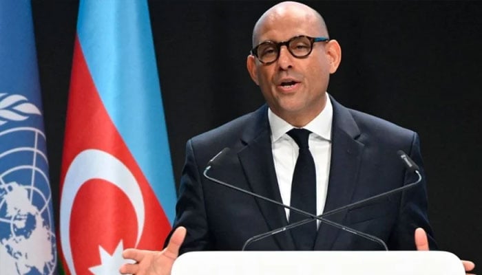 United Nations climate chief Simon Stiell delivers a speech during the opening of the 29th UN Climate Change Conference in Azerbaijan’s capital Baku on November 11, 2024. — AFP