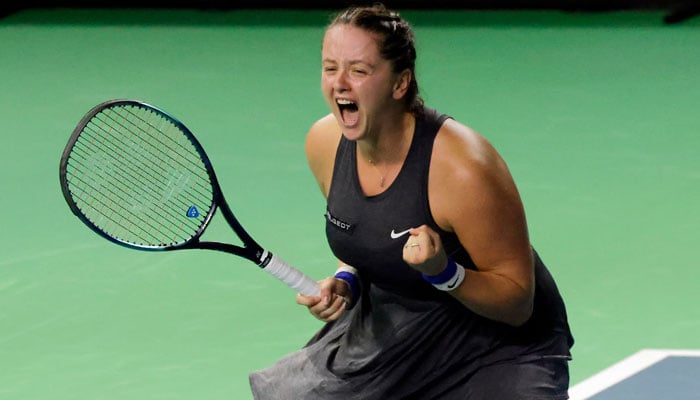 Slovakias Viktoria Hruncakova celebrates winning her match against Australias Kimberly Birrell. — Reuters/File