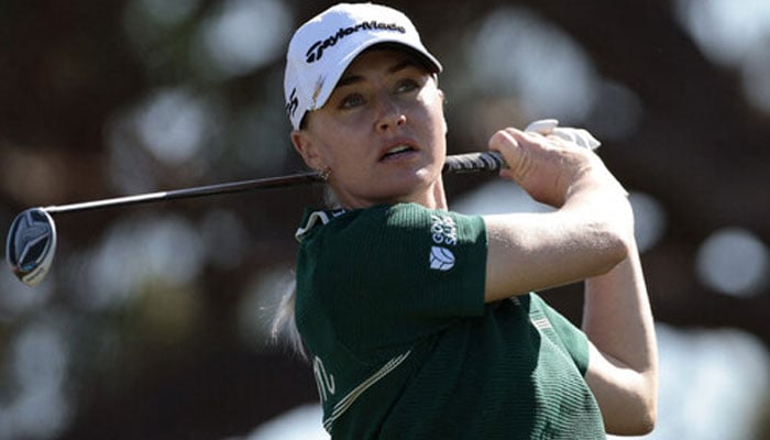 Charley Hull of England plays her shot from the fifth tee during the third round of The ANNIKA driven by Gainbridge at Pelican 2024 at Pelican Golf Club on November 16, 2024 in Belleair, Florida. — AFP