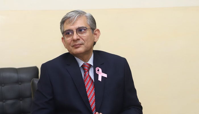 Chief Executive Officer (CEO) Pink Ribbon Umer Aftab looks left in this image on November 5, 2024. — Facebook@pinkribbon.org.pk