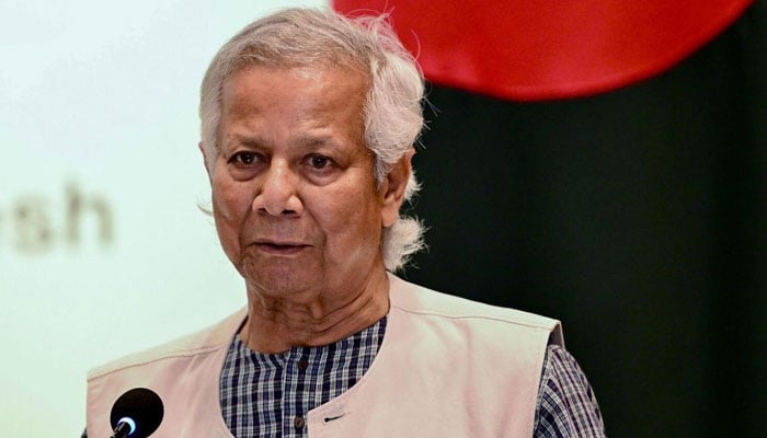 Bangladeshs Chief Adviser of the interim Government Muhammad Yunus speaks during a joint press conference with Anwar Ibrahim, Prime Minister of Malaysia, in Dhaka on October 4, 2024. — AFP