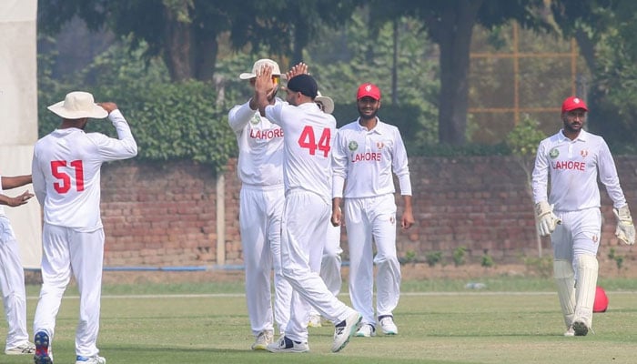 Players of the Lahore team at Saeed Sports City Bedian, Lahore in Quaid-e-Azam Trophy 2024-25. — X@TheRealPCB/File