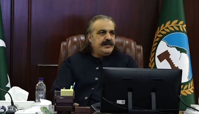 Chief Minister Ali Amin Gandapur chairs the meeting on November 18, 2024. — Screengrab via Facebook@AliAminKhanGandapurPti