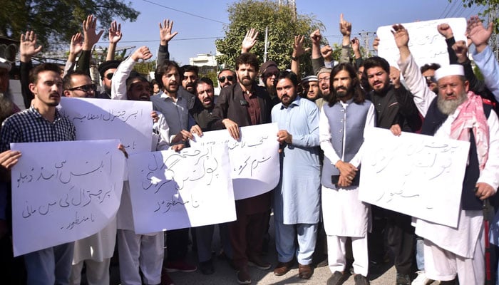 Residents of Upper Chitral hold protest on November 18, 2024. — INP