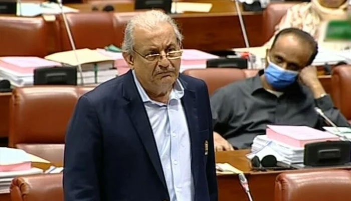 Former Senate chairman Mian Raza Rabbani speaks during the Senate session. — YouTube screengrab@PTVofficial/file