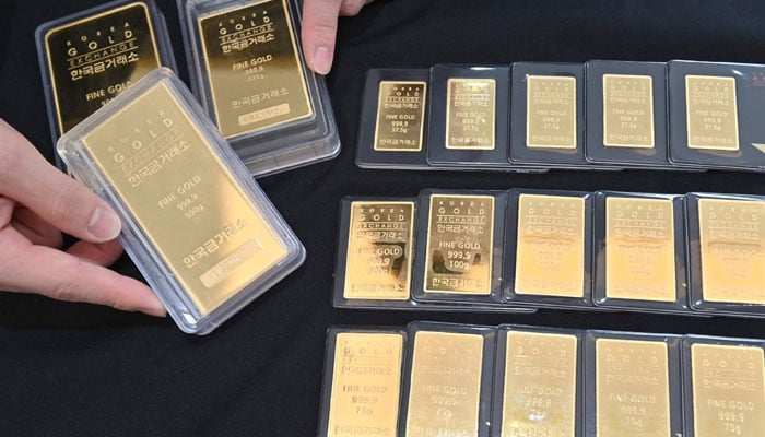 This image shows gold bars. — AFP/File