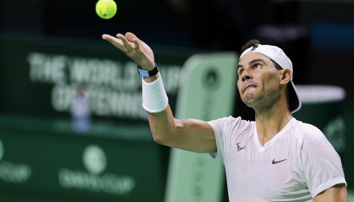 Spains Rafael Nadal catching tennis ball. — AFP/file