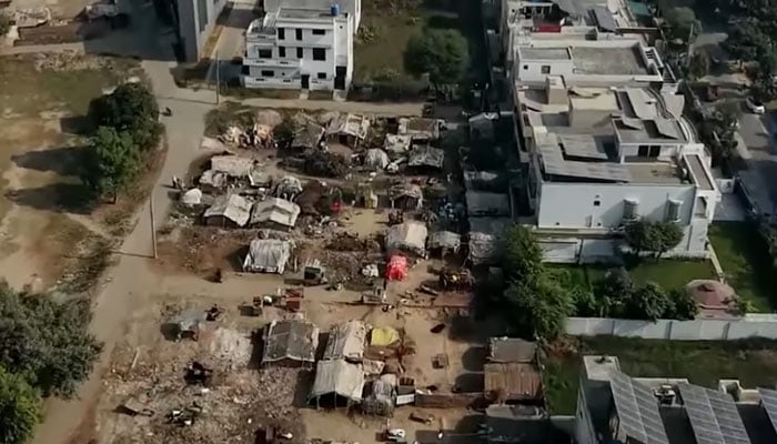 This screengrab taken on November 19, 2024, shows an aerial view of residential plots in Johar Town. — Facebook@LahoreDevelopmentAuthority