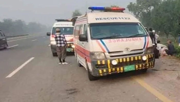 A Rescue 1122 ambulance attending to a roadside accident at an undisclosed location. — Facebook@Rescue 1122 Punjab/File