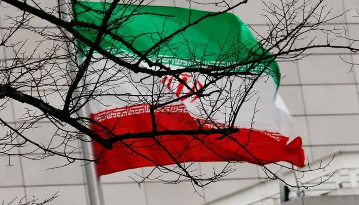 Irans national flag is pictured at Irans embassy to Germany in Berlin, December 1, 2011. — Reuters