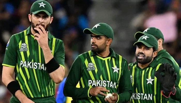 (from left) Shaheen Afridi, Babar Azam, Mohammad Rizwan can be seen.— AFP/file