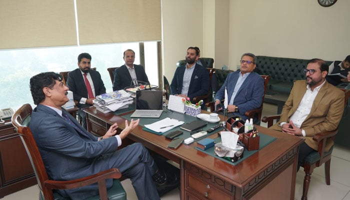 A Malaysian delegation in a meeting with Punjab Clean Water Authority Chief Executive Officer Syed Zahid Aziz (left) at the Punjab Clean Pani Authority head office on November 20, 2024. — Facebook@Punjabsaafpaniauthority