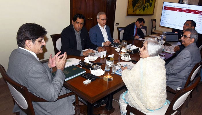 Sindh Chief Minister Syed Murad Ali Shah presides over a meeting regarding polio eradication at CM House on November 20, 2024. — Facebook@SindhCMHouse