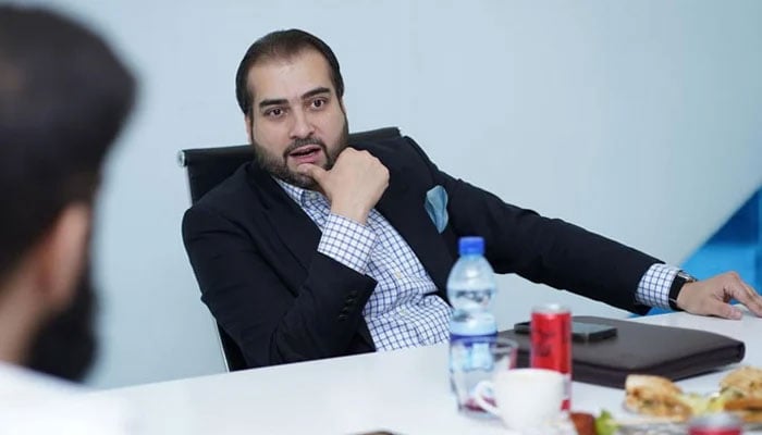 Punjab Minister for Livestock and Agriculture Syed Ashiq Hussain Kirmani  gestures during a meeting on May 23, 2024. — Facebook@Syed.Ashiq.Kirmani