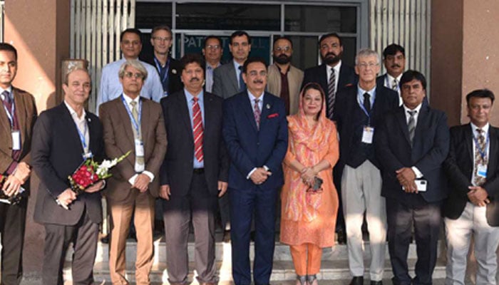 PU VC, Prof Dr Muhammad Ali (centre) in a group photo with a German delegation during the international conference on ‘Planning in Germany and Pakistan: Cross-cultural perception of urban and rural landscape and cultural heritage’ at PU on November 21, 2024. — pu.edu.pk