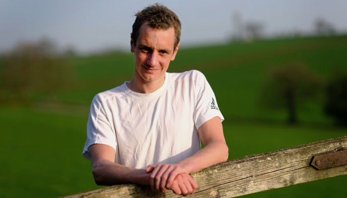 British Olympic triathlete and two time gold medallist Alistair Brownlee poses for a photograph near his home in Leeds, Britain on March 31, 2021. — Reuters