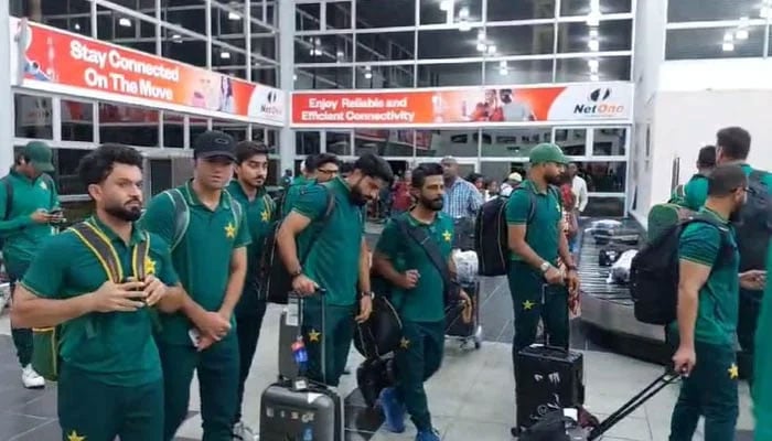 Pakistan squad arrives in Zimbabwe. — Screengrab via YouTube/Geo News