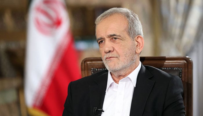 Irans President Masoud Pezeshkian speaks during a televised interview in the capital of Tehran on August 31, 2024. — AFP