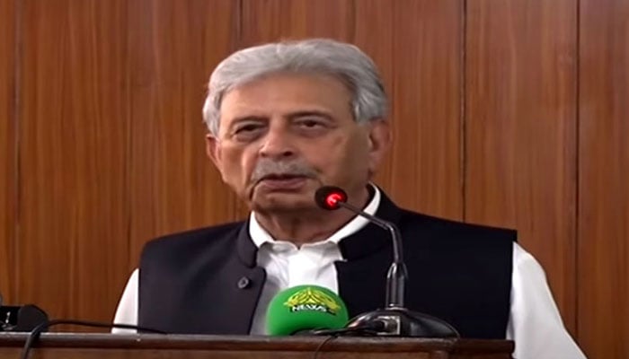 Minister for National Food Security and Research Rana Tanveer Hussain addresses at an event. — State Media/File