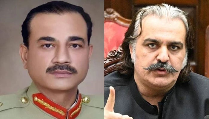 A combo picture of General Syed Asim Munir (left) and KP Chief Minister Ali Ameen Gandapur. — ISPR/X@GovernmentKP/File