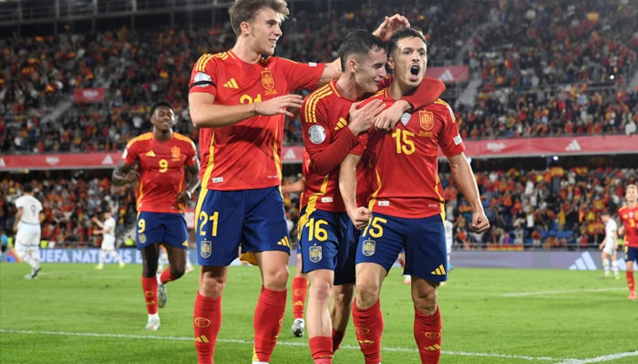 Spanish players seen celebrating. — AFP/file