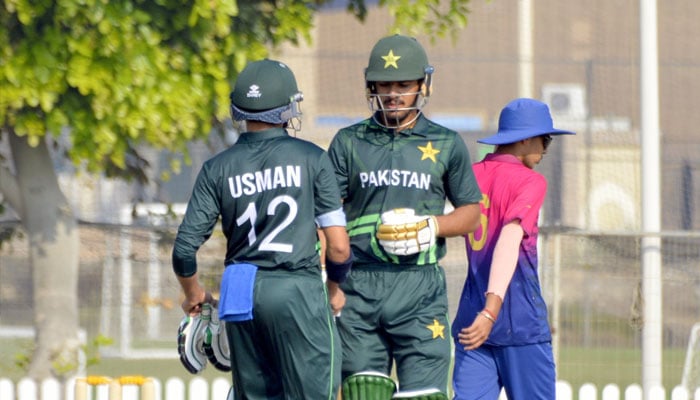 Pakistan U-19 batters seen against UAE in this undated image.— Facebook@The_Real_PCB/file