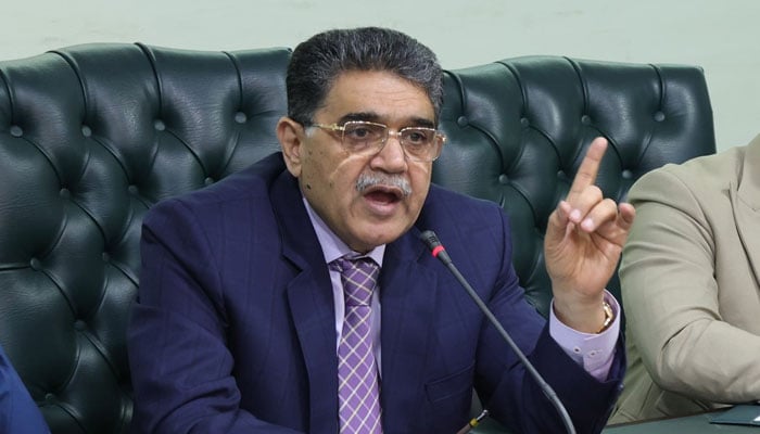 Lahore Chamber of Commerce and Industry (LCCI) President Mian Abuzar Shad gestures while speaking in a meeting on November 20, 2024. — Facebook@lcci.official