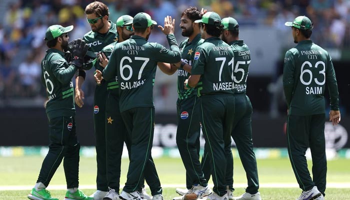 This undated image shows Pakistans national cricket team celebration during a match. — Instagram/@therealpcb