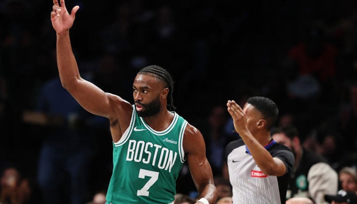 Jaylen Brown gestures at NBA championship. — AFP/file