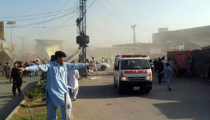 A representational image showing an ambulance on a road in Kurram agency. — AFP/File