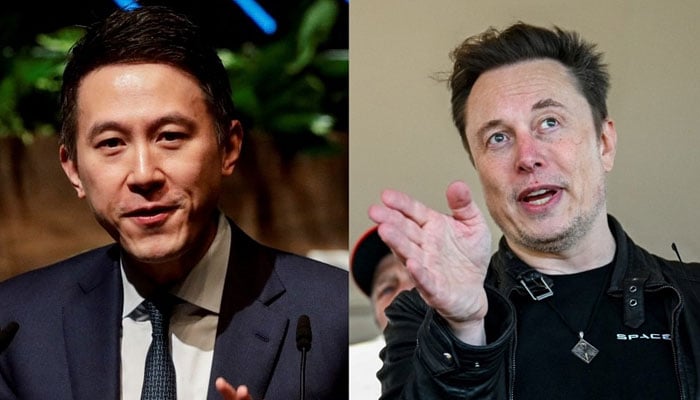 TikTok chief Chew Shou Zi (left) and Elon Musk. — Reuters/file