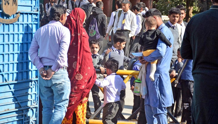 Students going back to home after attend their class at a school in Punjab on November 19, 2024. — Online