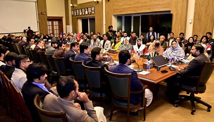 Balochistan Chief Minister Mir Sarfaraz Bugti addresses the participants of the 14th National Workshop Balochistan on November 26, 2024. — Facebook@CMOBalochistanOfficial