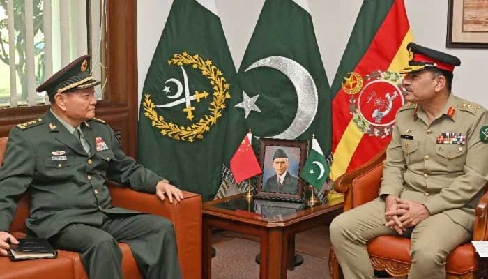 General Zhang Youxia (left), Vice Chairman of Chinas CMC meets COAS General Asim Munir at the General Headquarters in Rawalpindi on November 27, 2024. — ISPR