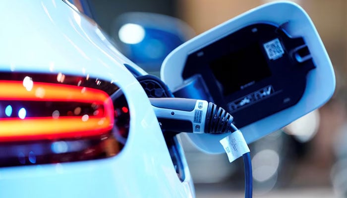 This representational image shows a charging port on an electric vehicle on February 13, 2019. — Reuters