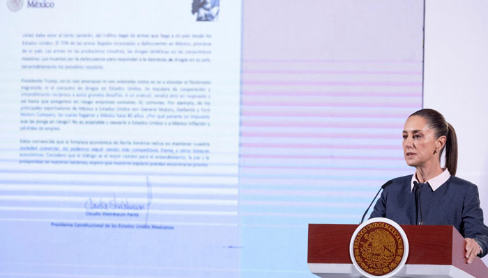 Mexican President Claudia Sheinbaum speaks at National Palace in Mexico City, Mexico, November 26, 2024. — Reuters