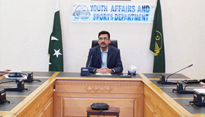 Secretary Youth Affairs and Sports Punjab Muzaffar Khan Sial chairs a meeting at the Punjab Stadium on November 28, 2024. — Facebook@SportsBoardPunjab