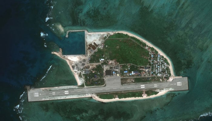 A satellite image appears to show an overview of Thitu Island in the South China Sea, November 25, 2024. — Reuters