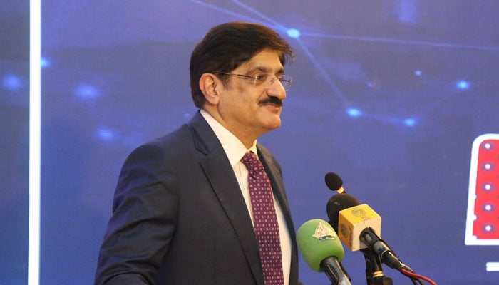 Sindh Chief Minister Syed Murad Ali Shah speaks at the opening of the 12th Annual PACVTS Scientific Conference 2024 on November 29, 2024. — Facebook@Sindh Institute of Cardiovascular Diseases - SICVD